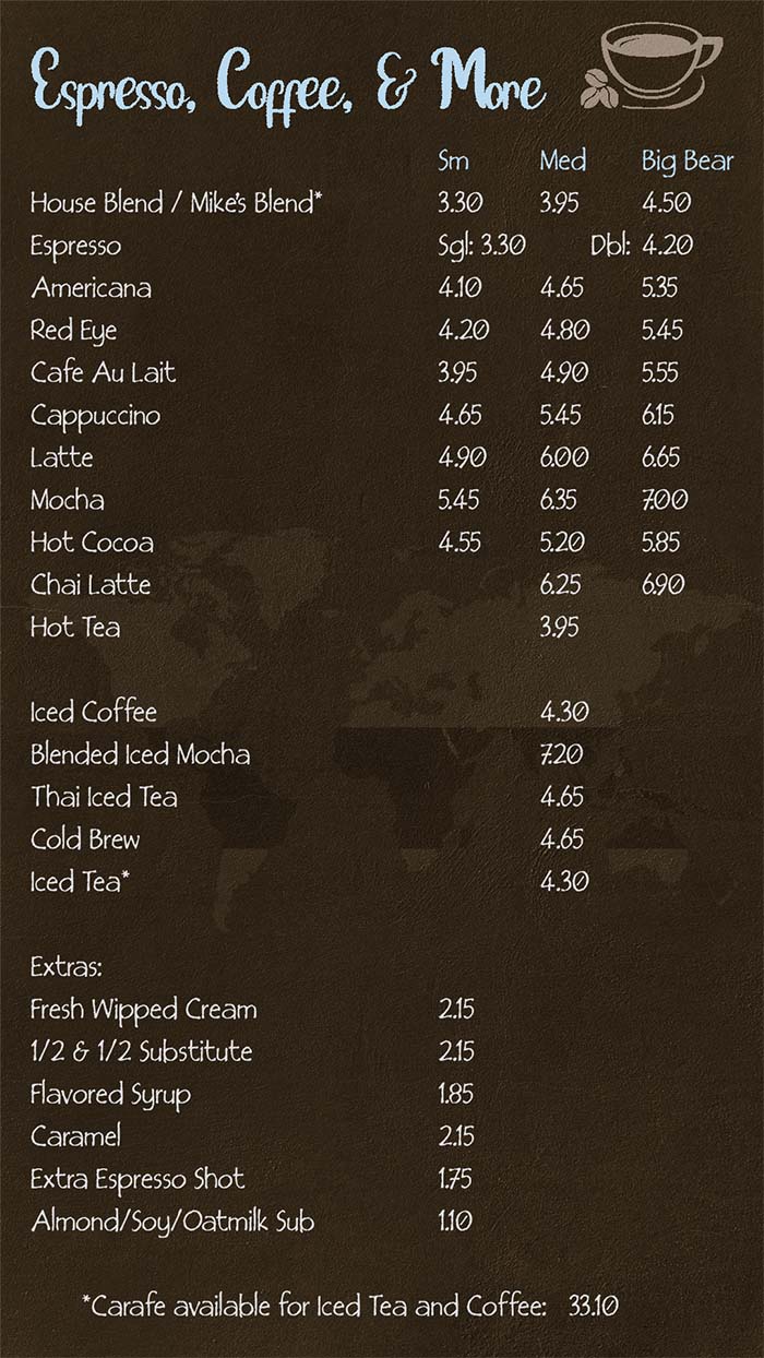 Coffee Menu