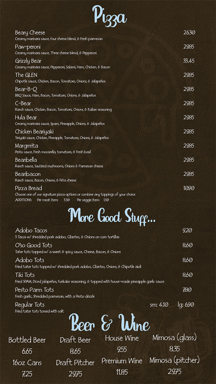 Evening Menu